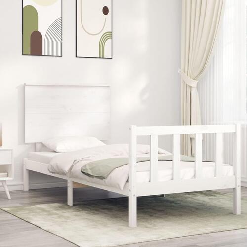 Sengeramme uden madras 90x200 cm massivt fyrretræ hvid