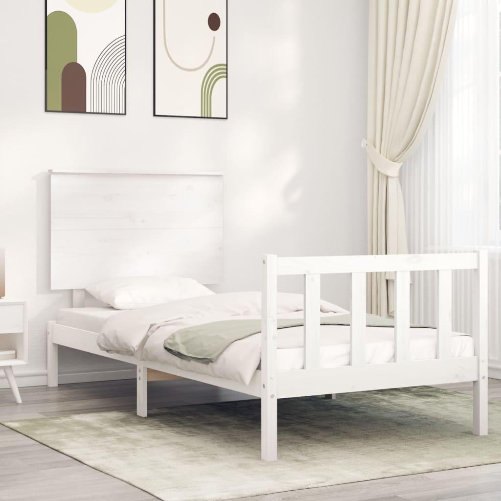 Sengeramme uden madras 90x200 cm massivt fyrretræ hvid