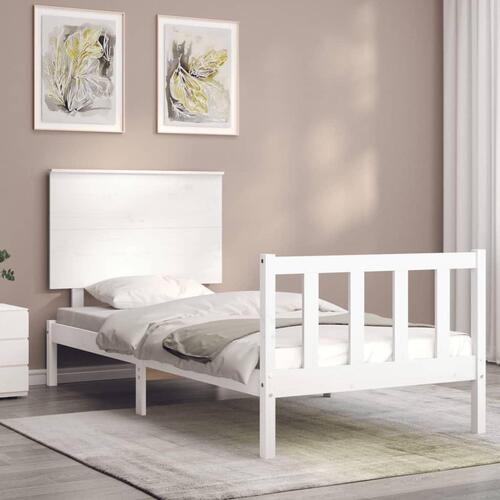 Sengeramme uden madras 90x200 cm massivt fyrretræ hvid