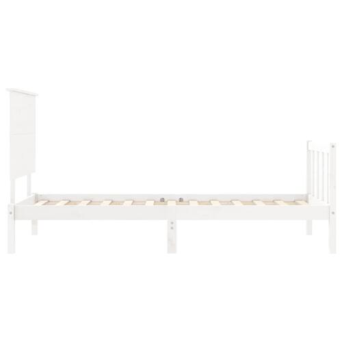Sengeramme uden madras 90x200 cm massivt fyrretræ hvid