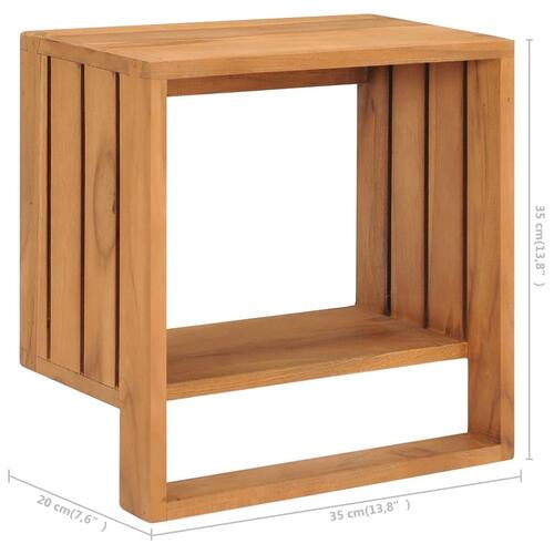 Vægmonteret håndklædeholder 35x20x35 cm massivt teaktræ