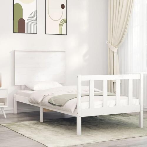 Sengeramme uden madras 100x200 cm massivt fyrretræ hvid