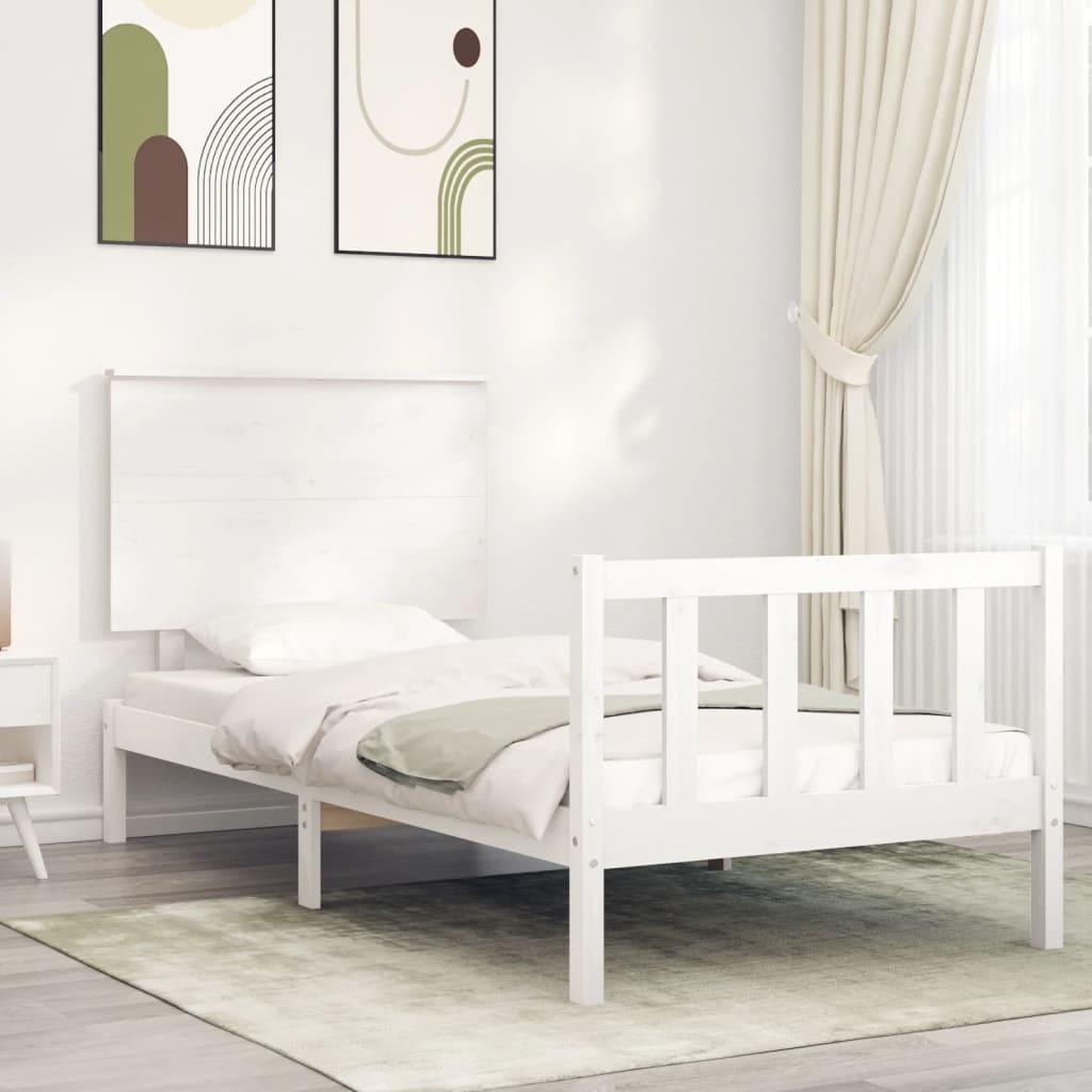 Sengeramme uden madras 100x200 cm massivt fyrretræ hvid