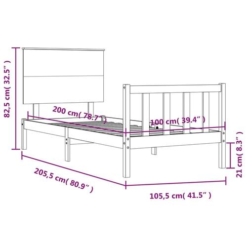 Sengeramme uden madras 100x200 cm massivt fyrretræ hvid