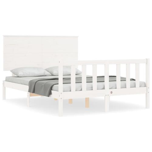 Sengeramme med sengegavl 140x200 cm massivt træ hvid