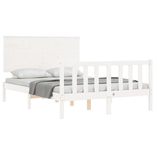Sengeramme med sengegavl 140x200 cm massivt træ hvid