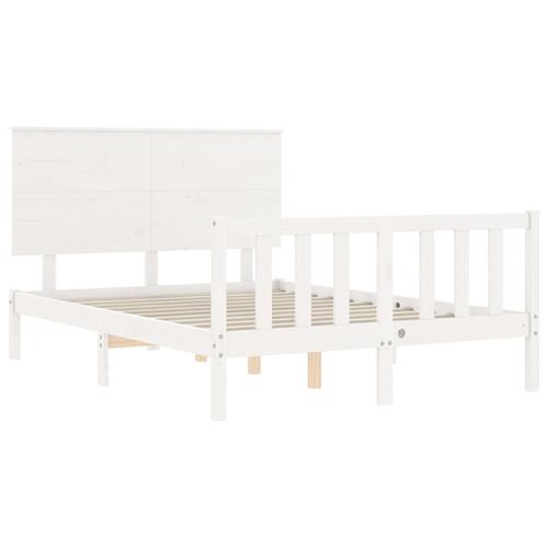 Sengeramme med sengegavl 140x200 cm massivt træ hvid