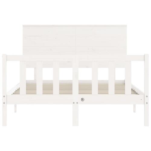 Sengeramme med sengegavl 140x200 cm massivt træ hvid