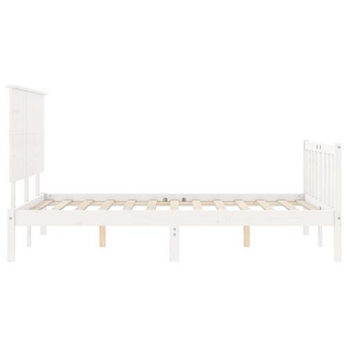 Sengeramme med sengegavl 140x200 cm massivt træ hvid
