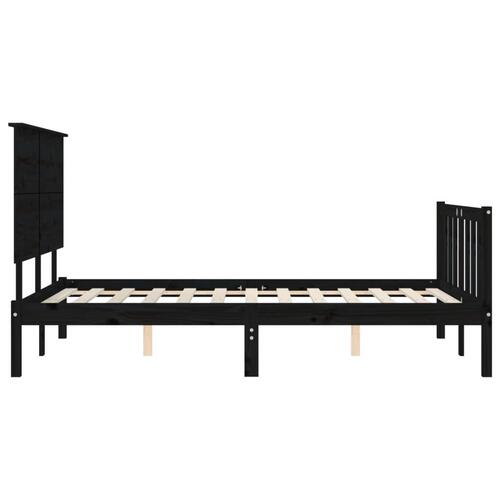 Sengeramme med sengegavl Super King Size massivt træ sort