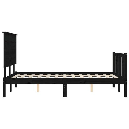Sengeramme med sengegavl 200x200 cm massivt træ sort