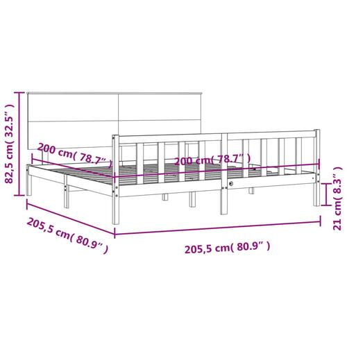 Sengeramme med sengegavl 200x200 cm massivt træ sort