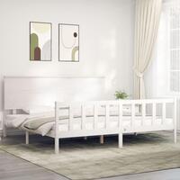 Sengeramme uden madras 200x200 cm massivt fyrretræ hvid