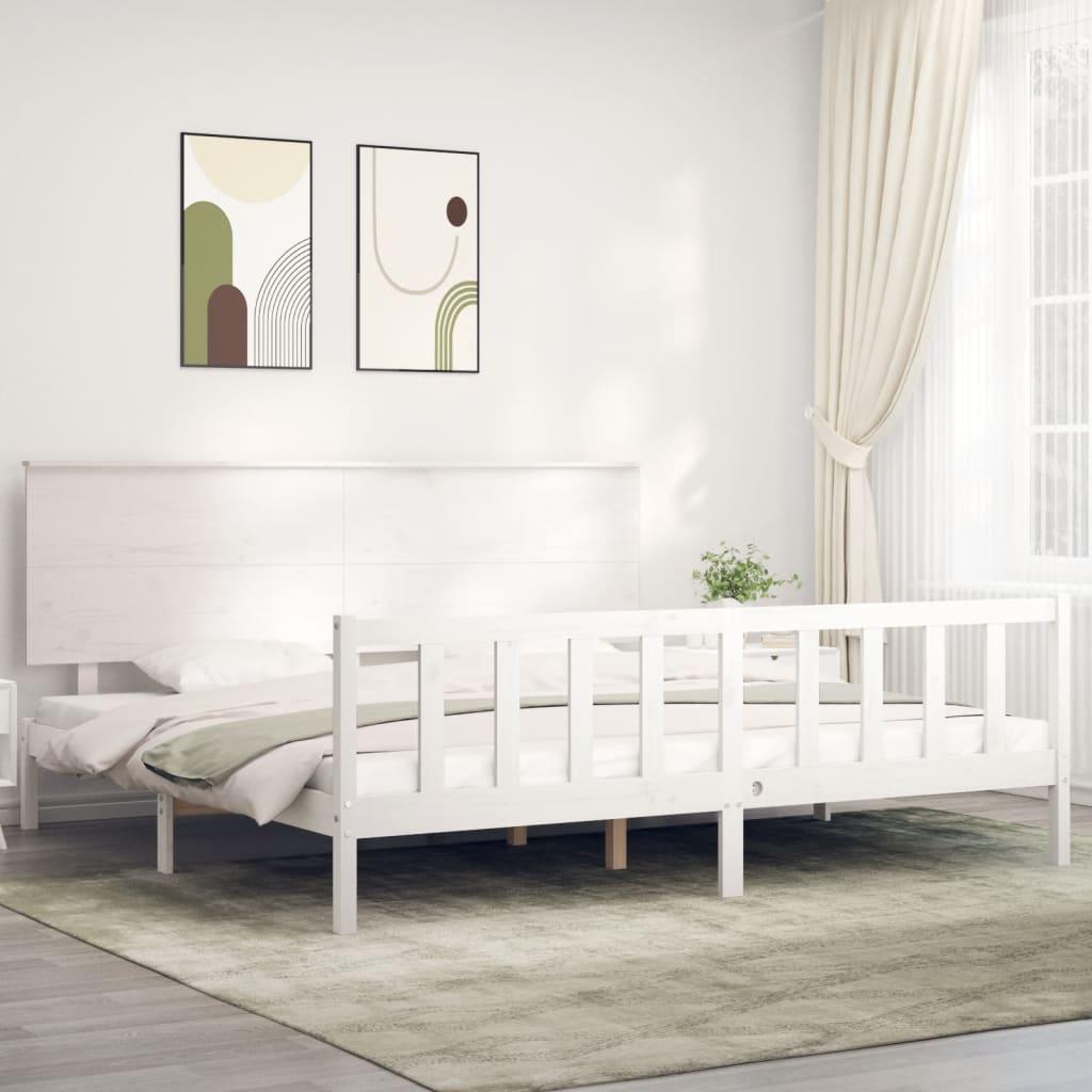 Sengeramme uden madras 200x200 cm massivt fyrretræ hvid