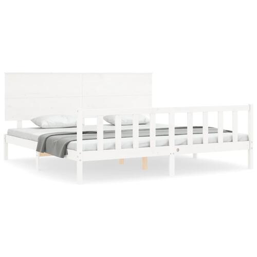 Sengeramme uden madras 200x200 cm massivt fyrretræ hvid