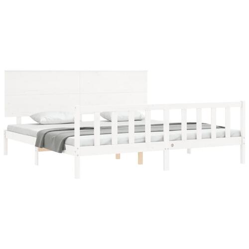 Sengeramme uden madras 200x200 cm massivt fyrretræ hvid