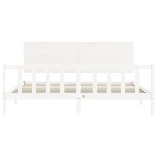Sengeramme uden madras 200x200 cm massivt fyrretræ hvid