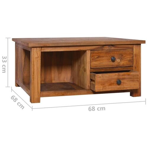 Sofabord 68x68x33 cm massivt teaktræ