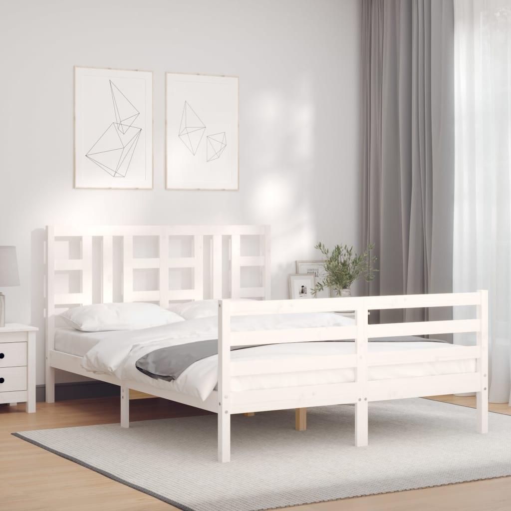 Sengeramme uden madras 140x190 cm massivt fyrretræ hvid