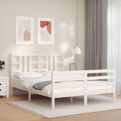 Sengeramme uden madras 140x190 cm massivt fyrretræ hvid
