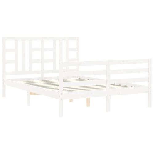 Sengeramme uden madras 140x190 cm massivt fyrretræ hvid