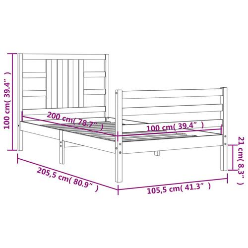 Sengeramme uden madras 100x200 cm massivt fyrretræ