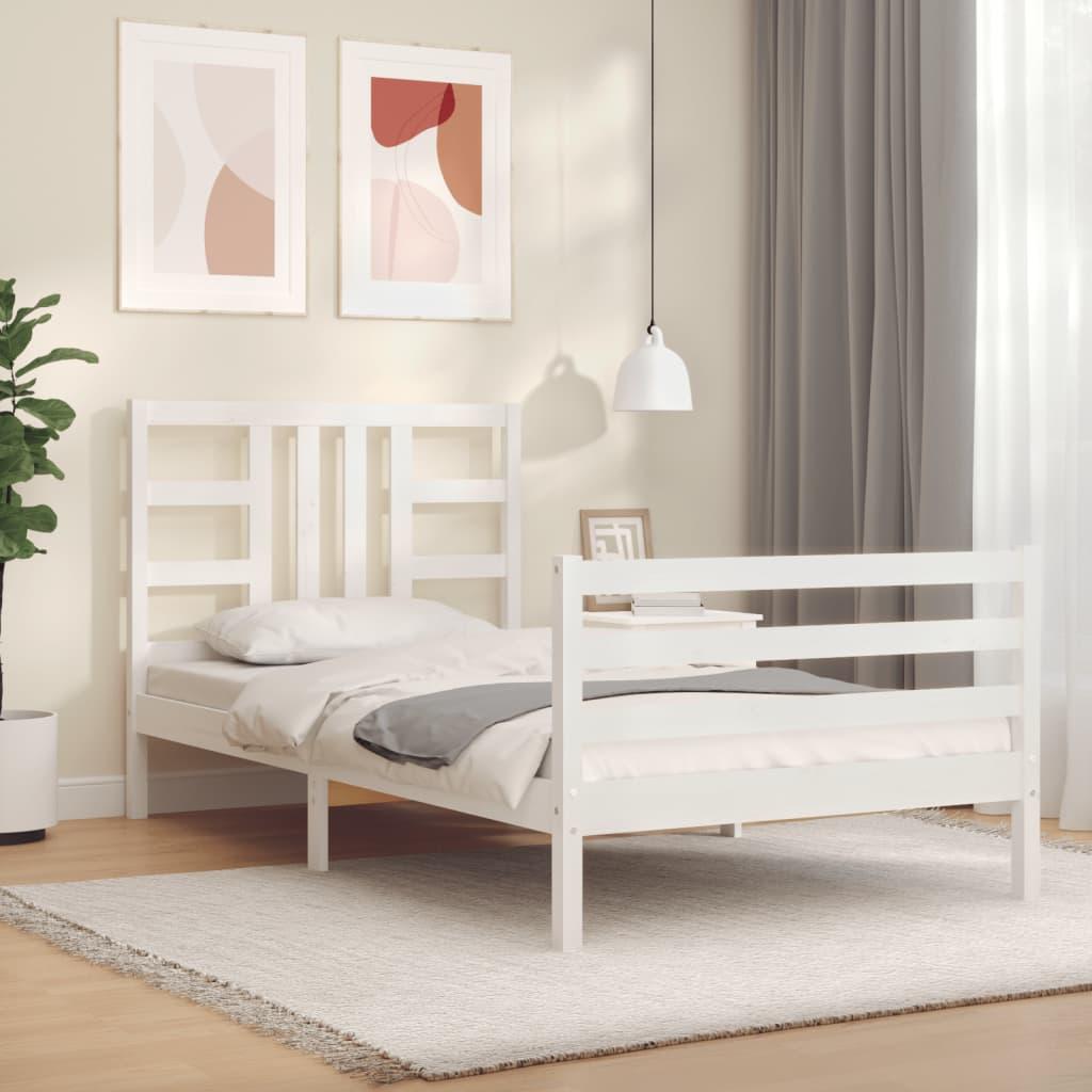 Sengeramme uden madras 100x200 cm massivt fyrretræ hvid