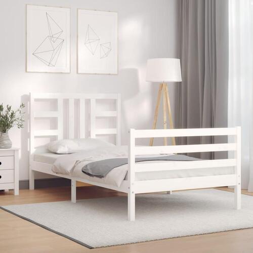 Sengeramme uden madras 100x200 cm massivt fyrretræ hvid
