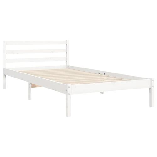 Sengeramme uden madras 100x200 cm massivt fyrretræ hvid