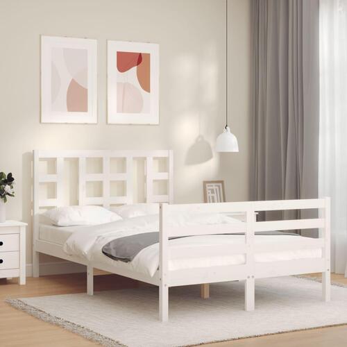 Sengeramme med sengegavl 120x200 cm massivt træ hvid