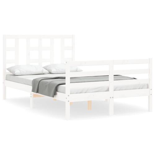 Sengeramme med sengegavl 120x200 cm massivt træ hvid
