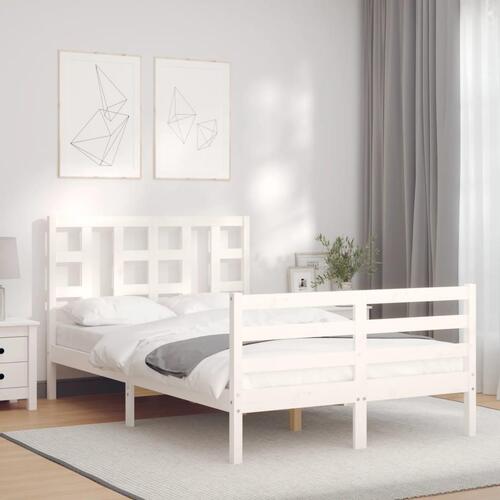 Sengeramme med sengegavl 120x200 cm massivt træ hvid