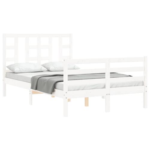 Sengeramme med sengegavl 120x200 cm massivt træ hvid