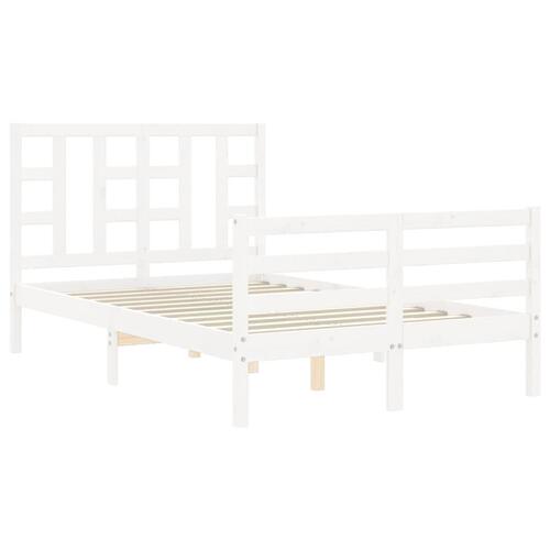 Sengeramme med sengegavl 120x200 cm massivt træ hvid