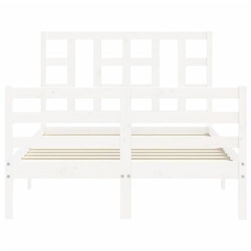 Sengeramme med sengegavl 120x200 cm massivt træ hvid