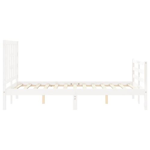 Sengeramme med sengegavl 120x200 cm massivt træ hvid