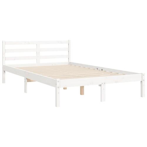 Sengeramme med sengegavl 120x200 cm massivt træ hvid