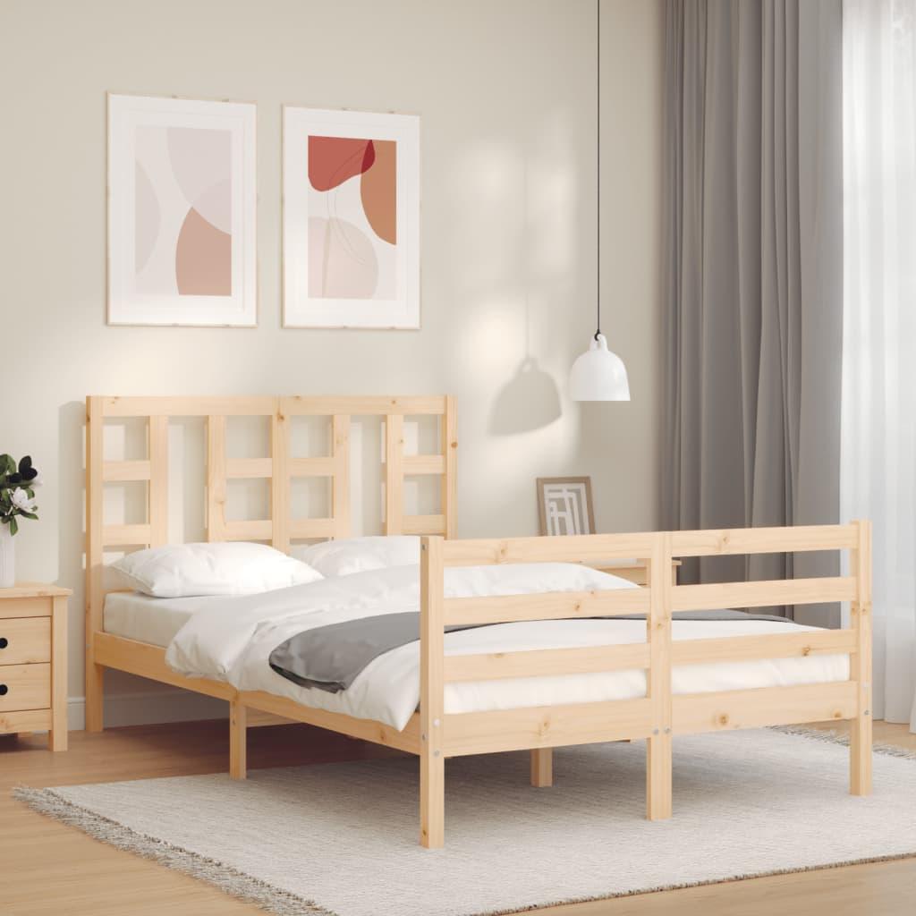 Sengeramme med sengegavl 120x200 cm massivt træ hvid