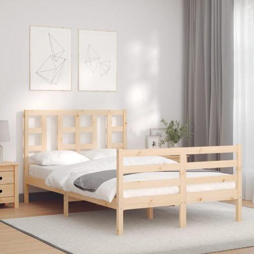 Sengeramme med sengegavl 120x200 cm massivt træ hvid