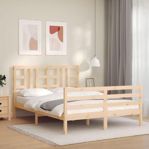 Sengeramme med sengegavl 140x200 cm massivt træ hvid