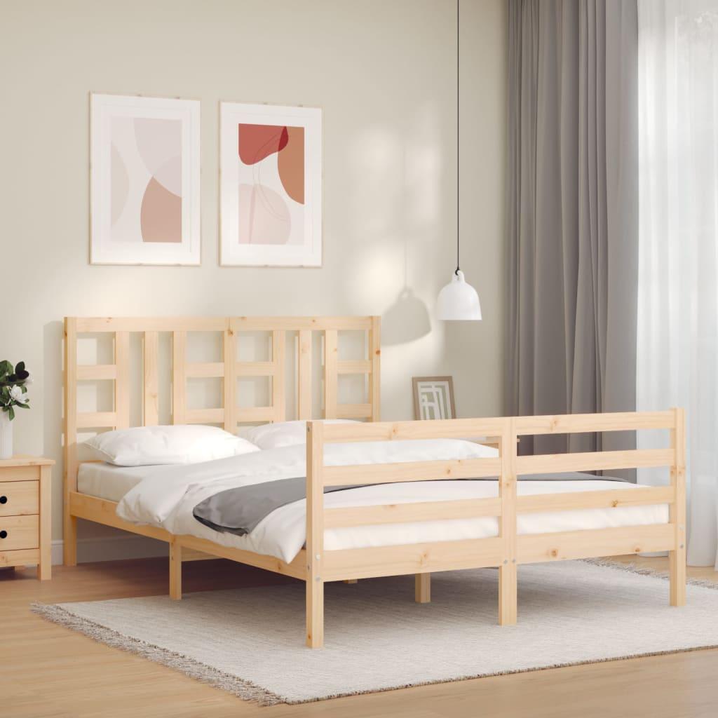 Sengeramme med sengegavl 140x200 cm massivt træ hvid