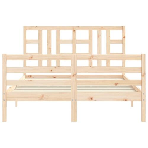 Sengeramme med sengegavl 140x200 cm massivt træ hvid