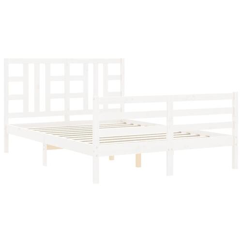 Sengeramme med sengegavl 140x200 cm massivt træ hvid