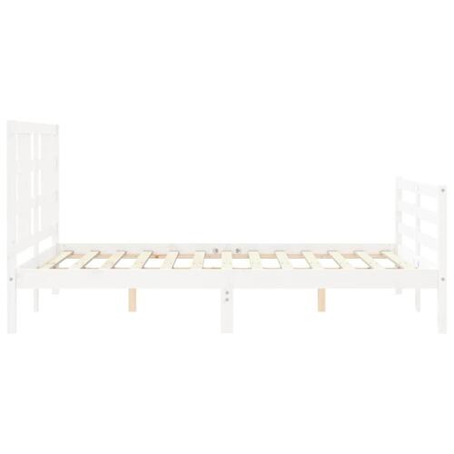 Sengeramme med sengegavl 140x200 cm massivt træ hvid