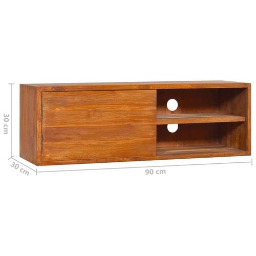 Væghængt tv-skab 90x30x30 cm massivt teaktræ