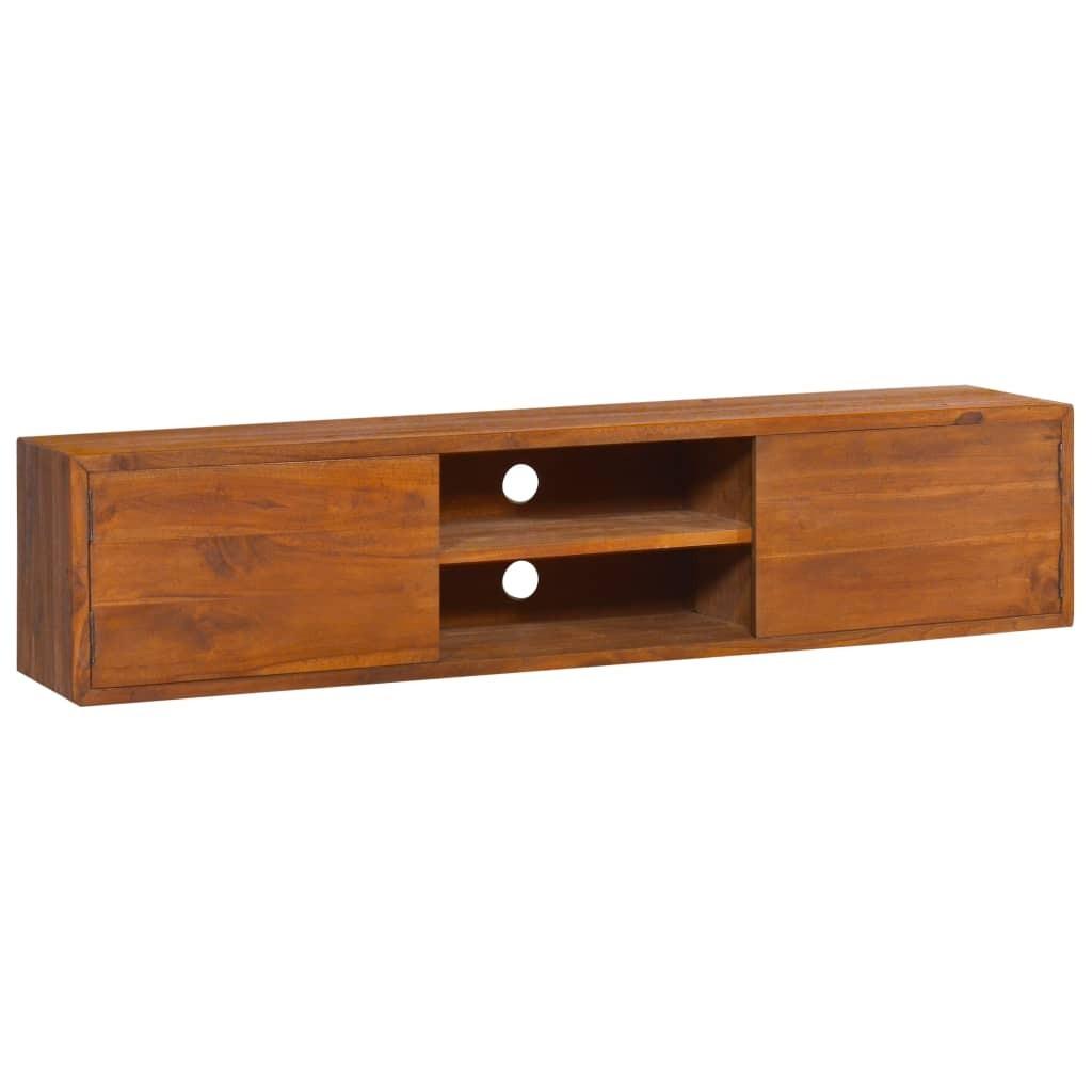 Væghængt tv-skab 135x30x30 cm massivt teaktræ