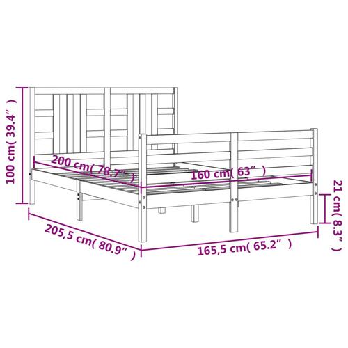 Sengeramme med sengegavl 160x200 cm massivt træ