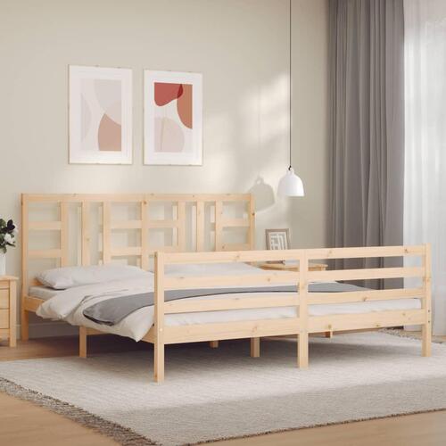 Sengeramme med sengegavl Super King Size massivt træ