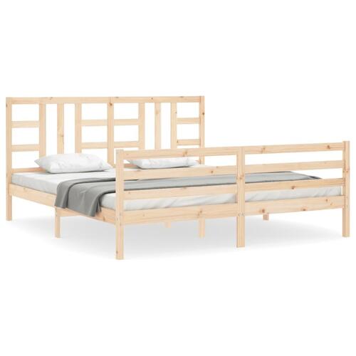 Sengeramme med sengegavl Super King Size massivt træ