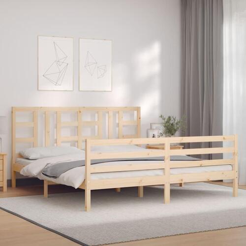 Sengeramme med sengegavl Super King Size massivt træ